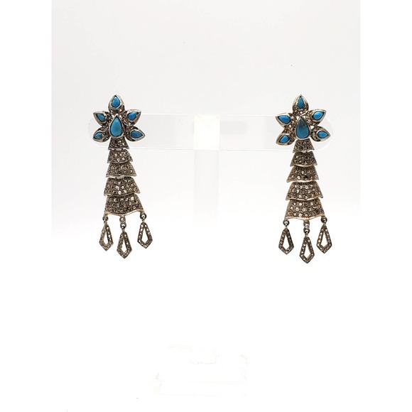Turquoise Diamond Earring - Picture 3 of 3